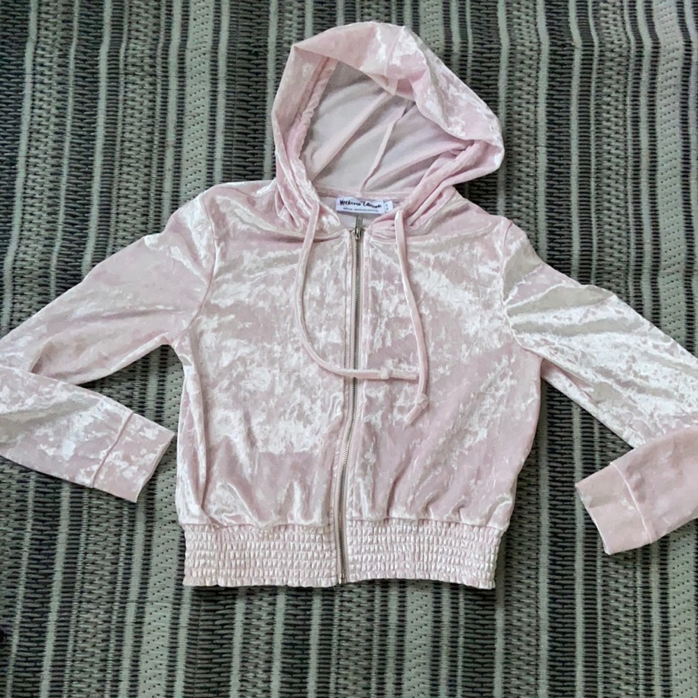 Cropped hooded zip up